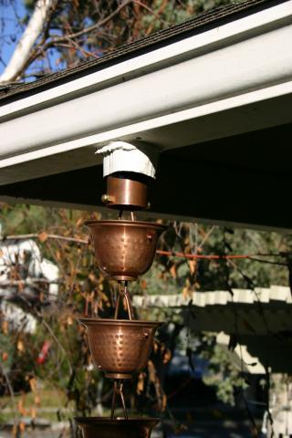 Rain Chain Under Downspout — Winston-Salem, NC — Greg's Gutter Service