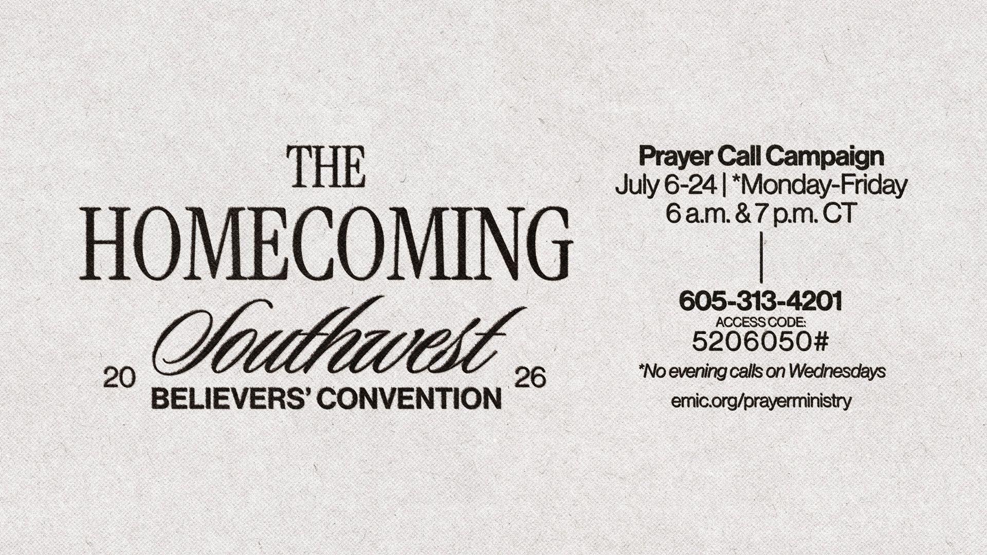 SWBC Prayer Call Campaign
