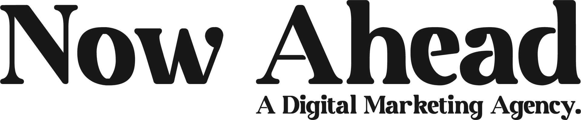 Now Ahead logo, black text on white background. The logo says 