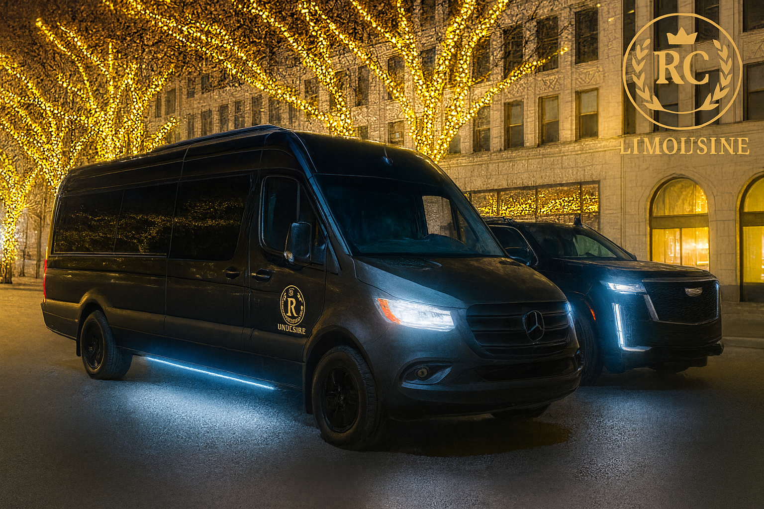 Woman in a car, smiling, wearing glasses and heels. Man in suit stands outside, next to the open door.