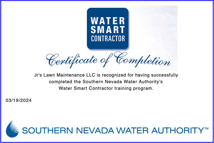 A certificate of completion from the southern nevada water authority