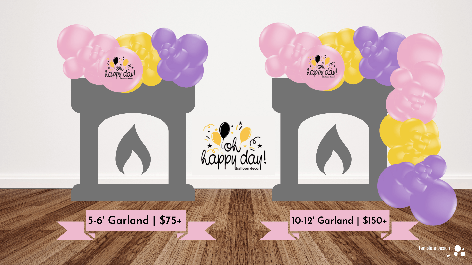 Balloon garland pricing guide 5-6’ Garland $75+ | 10-12’ Garland: $150+