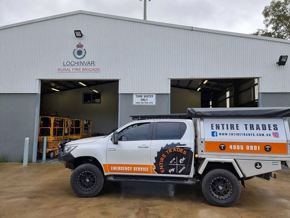 Entire Trades Pickup Is Parked In Front Of The Rural Fire Brigade Station — Entire Trades in Cessnock, NSW