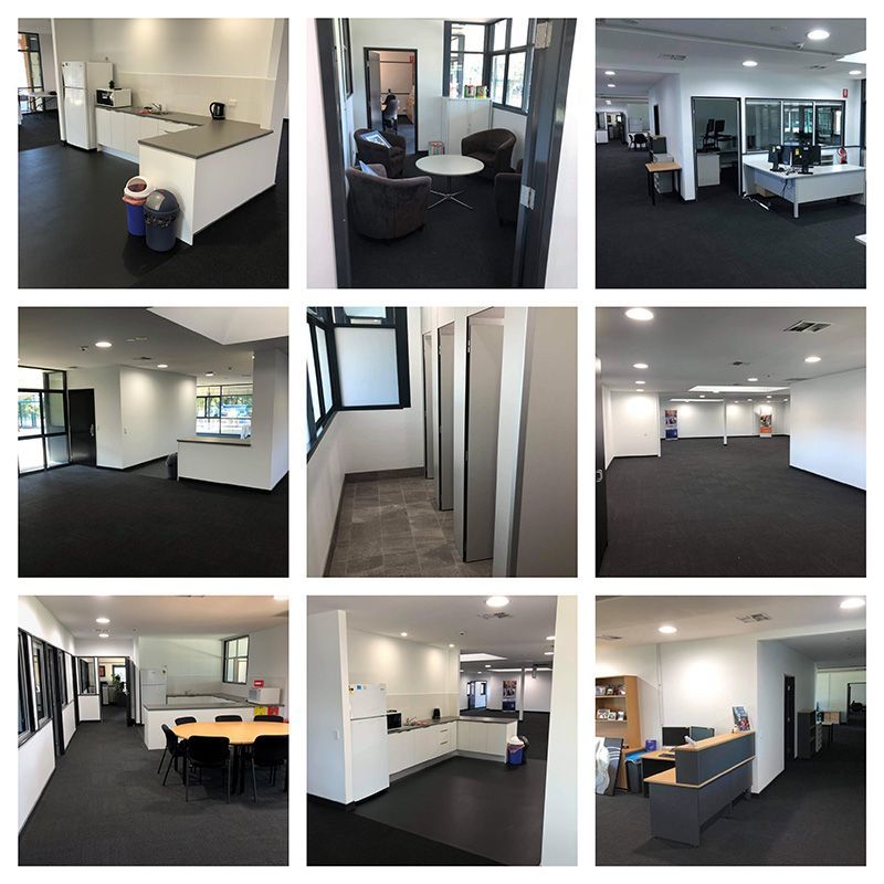 A Collage Of Photos Of A Large Office Building Areas — Entire Trades in Cessnock, NSW