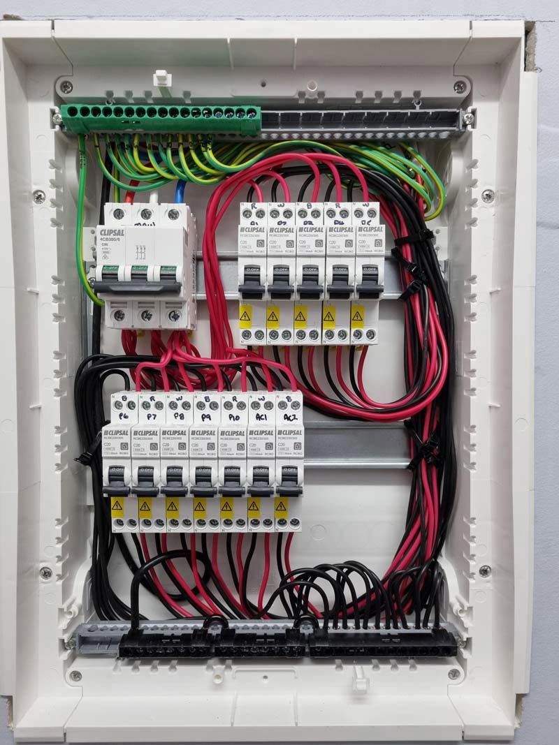 Panel Box With Switches And Red And Green Wires — Entire Trades in Central Coast, NSW