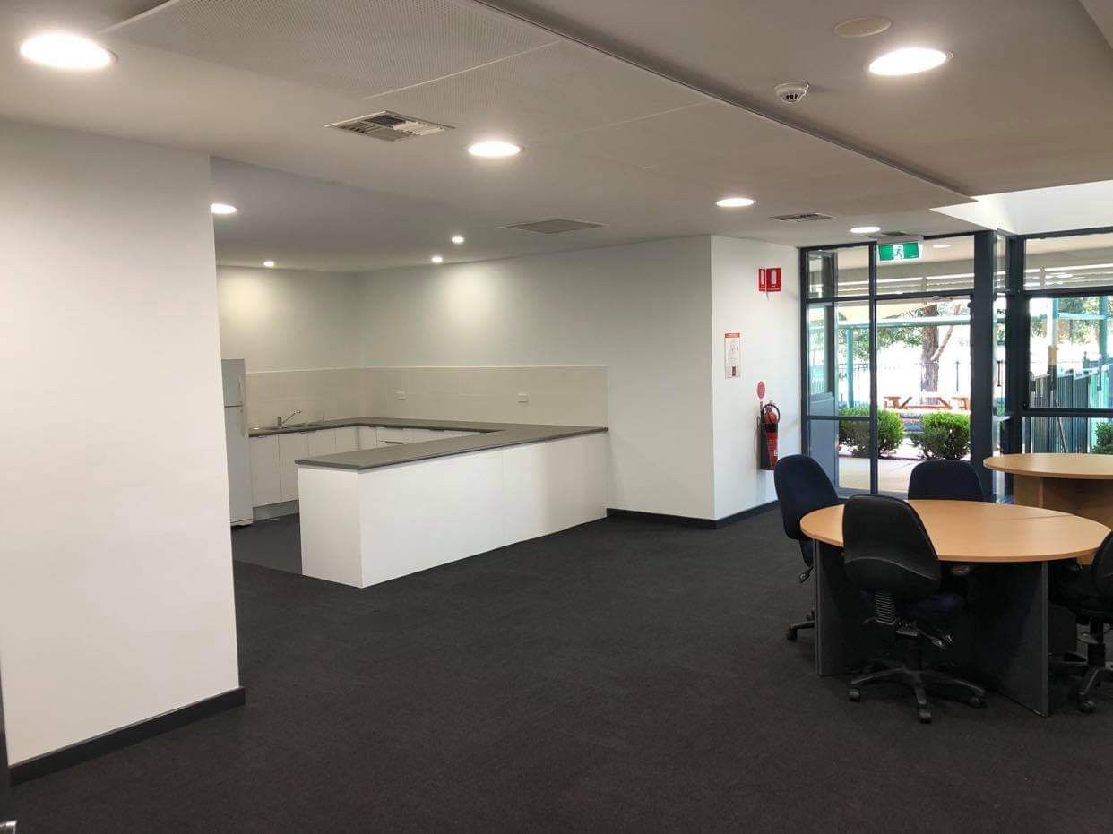 Office Room After Renovation With Lights Installed In Roof — Entire Trades in Maitland, NSW