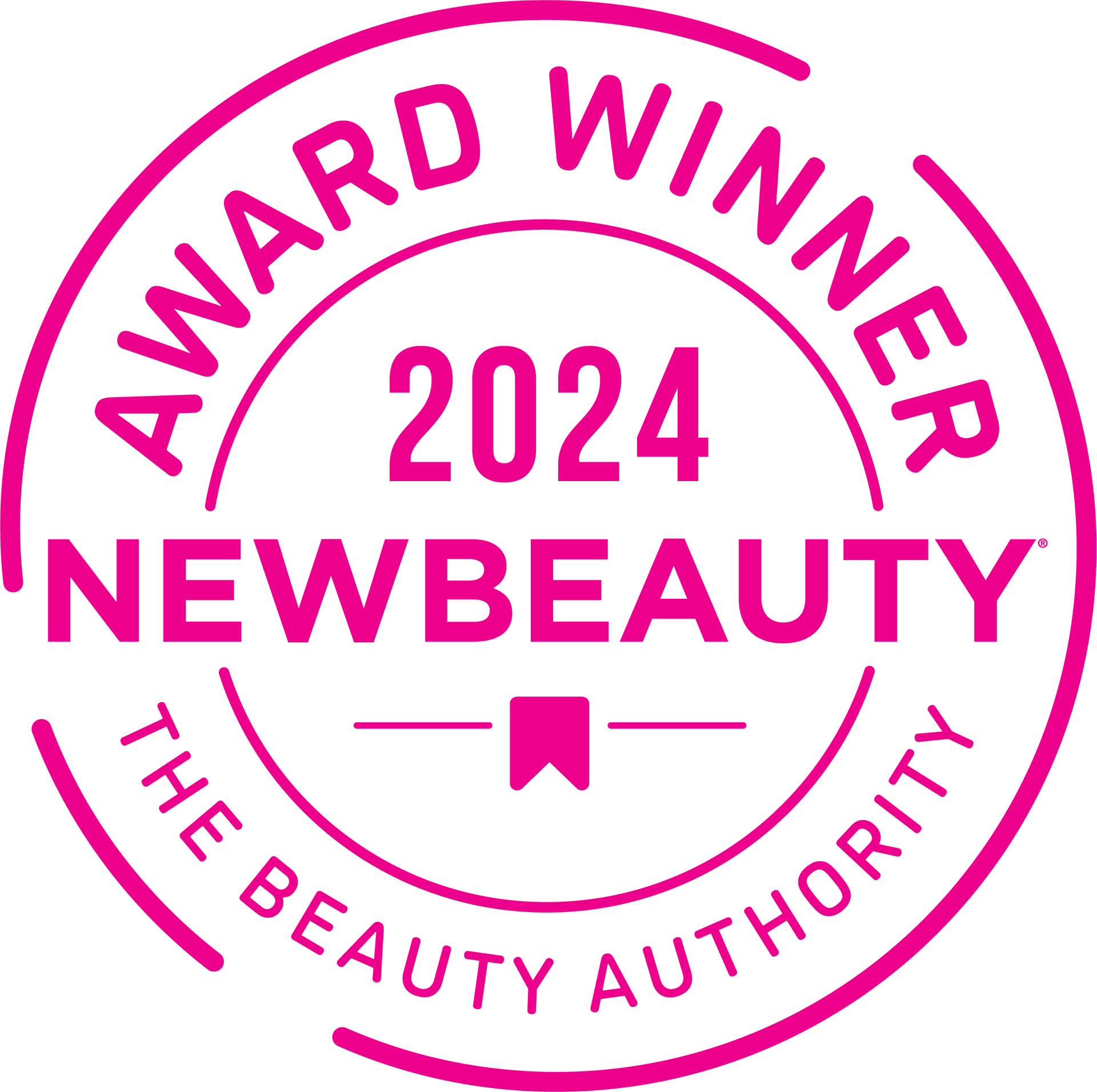 A pink award winner stamp from the beauty authority.