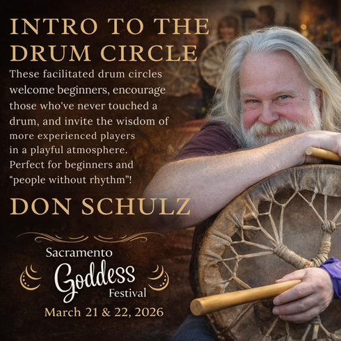 Poster: Don Schulz, with drum, promotes 