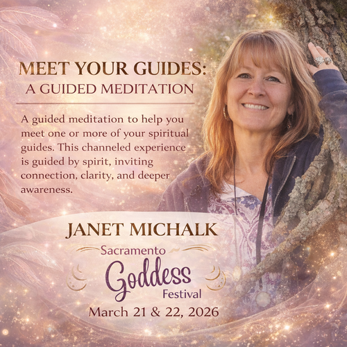 Woman by a tree advertises a guided meditation. Text: 