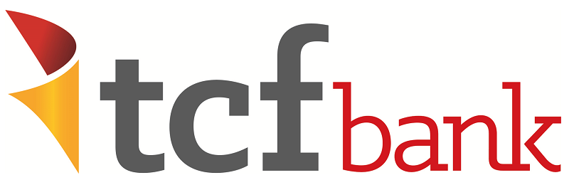 A logo for tcf bank with a red and yellow arrow.
