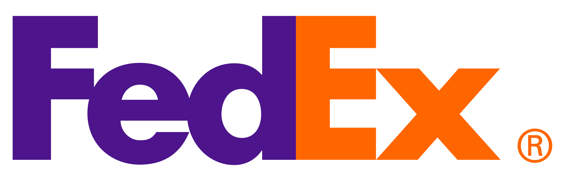 A purple and orange fedex logo on a white background