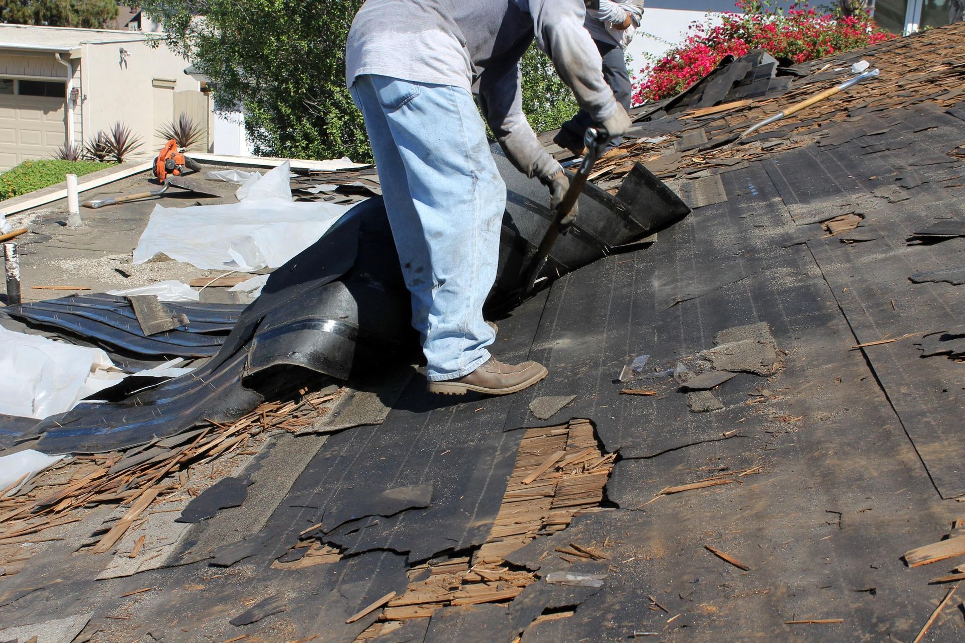 home roof construction site removal old