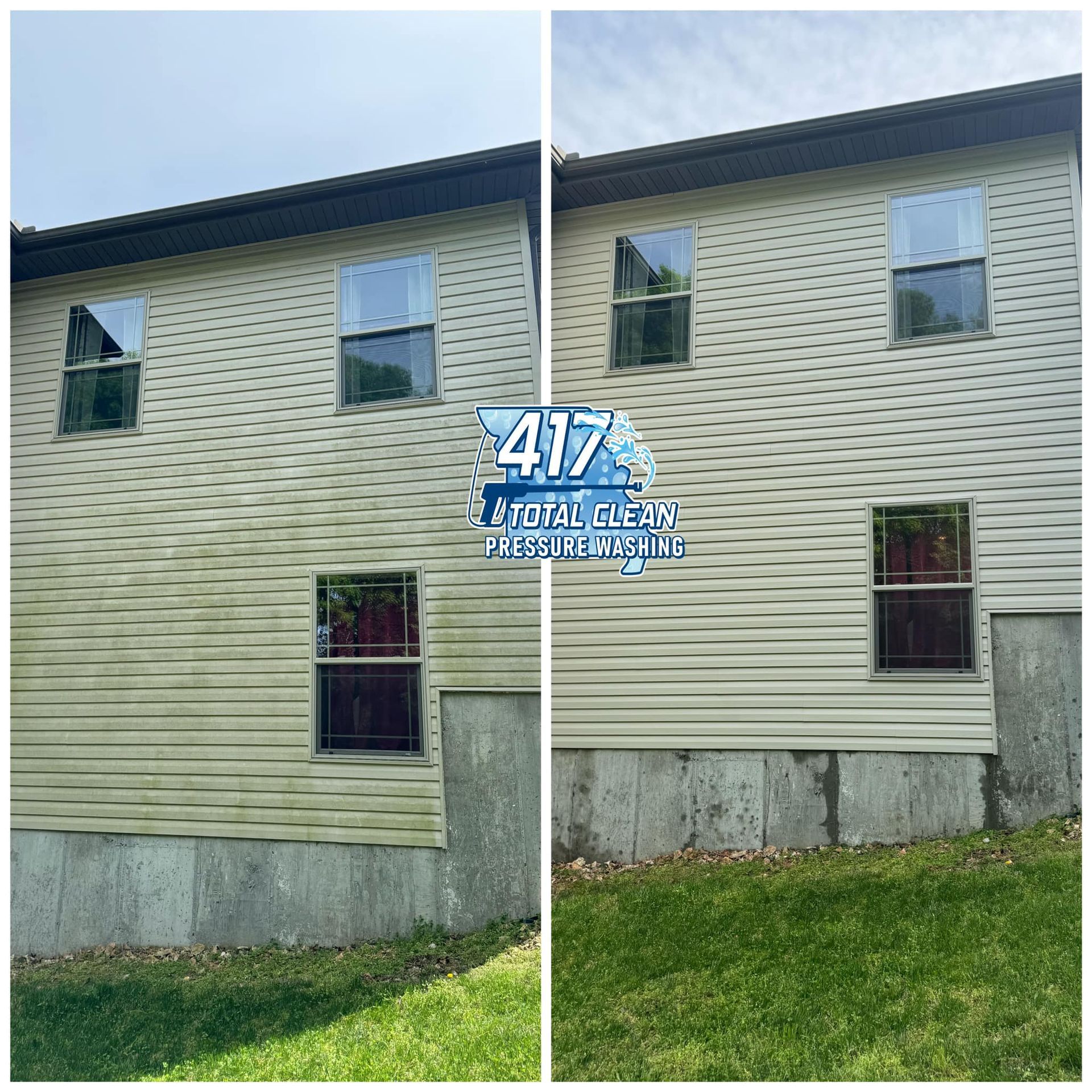 A before and after picture of a house that has been cleaned.