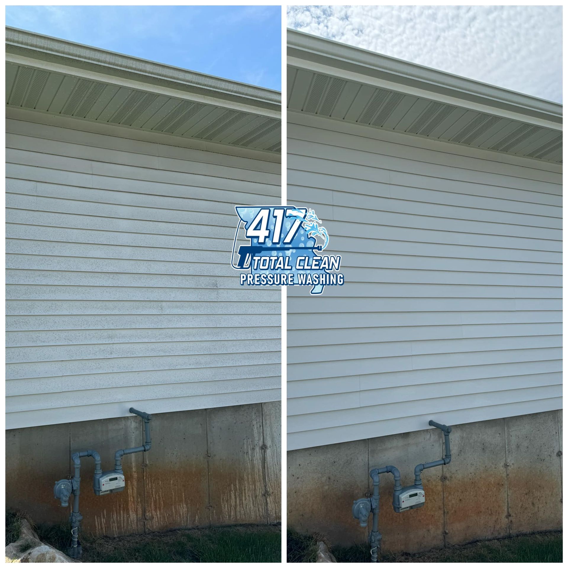 A before and after picture of a house that has been cleaned.