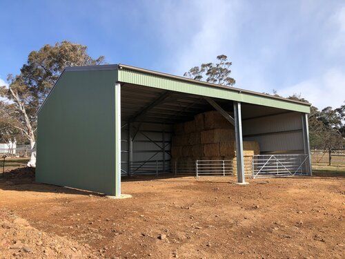 Large open area farm shed with interior fence and gate - Snowy Sheds