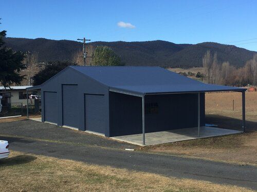 Triple Garage Shed with Carport - Snowy Sheds