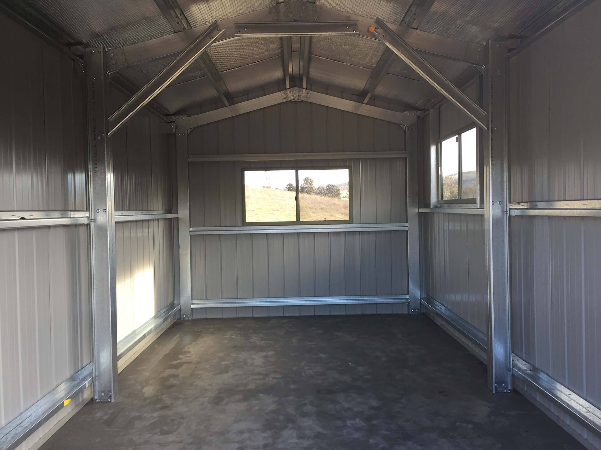 small white shed interior  - Snowy Sheds