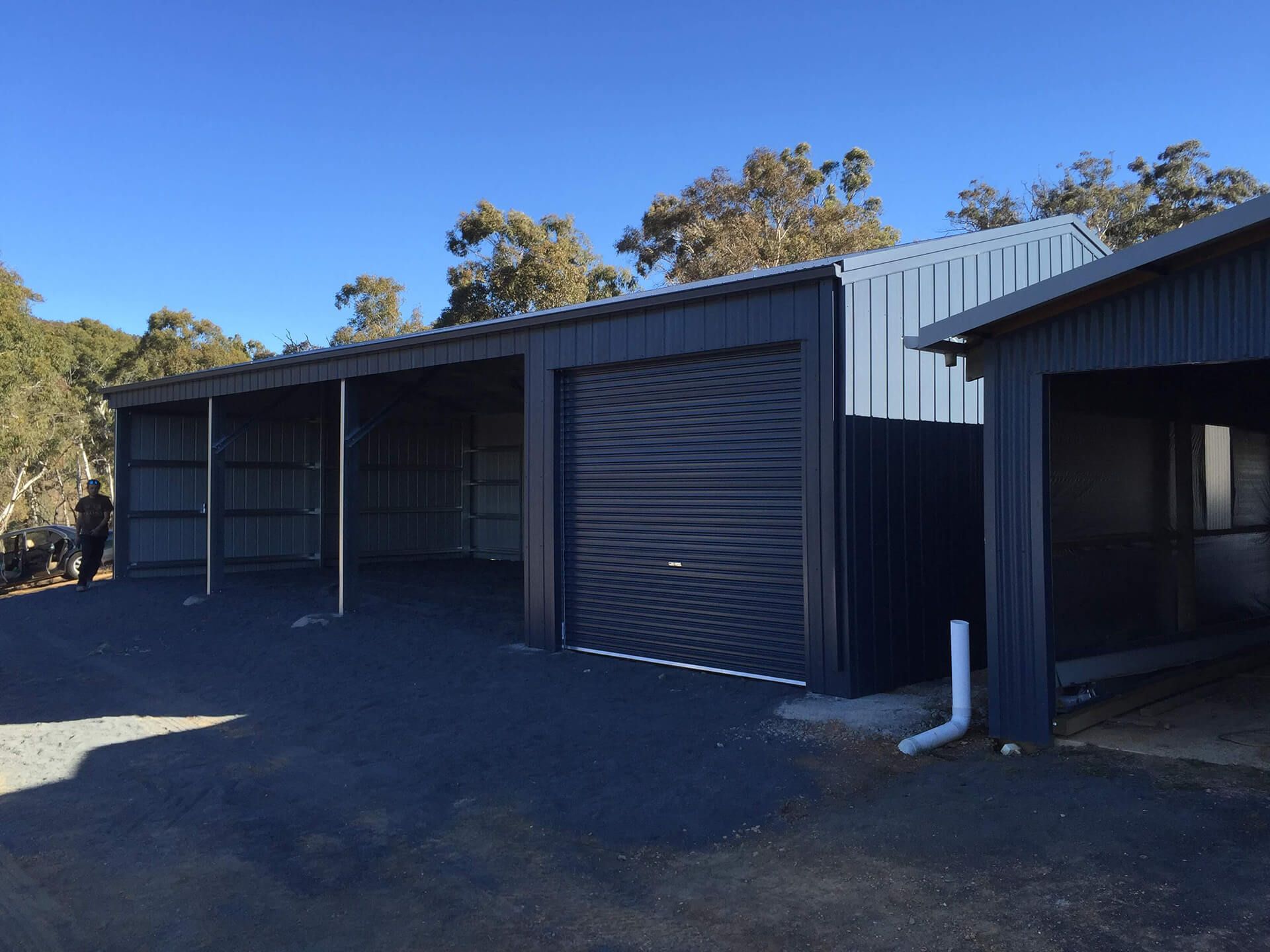 Flat roof Carport attached to house - Snowy Sheds