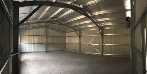 Interior of large metal shed  - Snowy Sheds