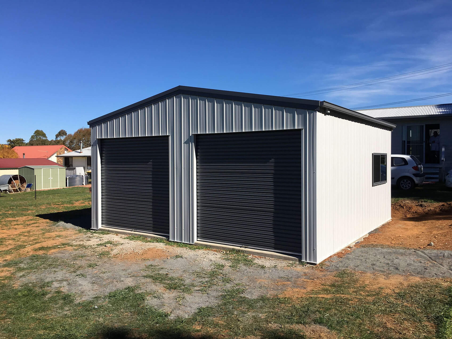 2 door white shed  - Snowy Sheds
