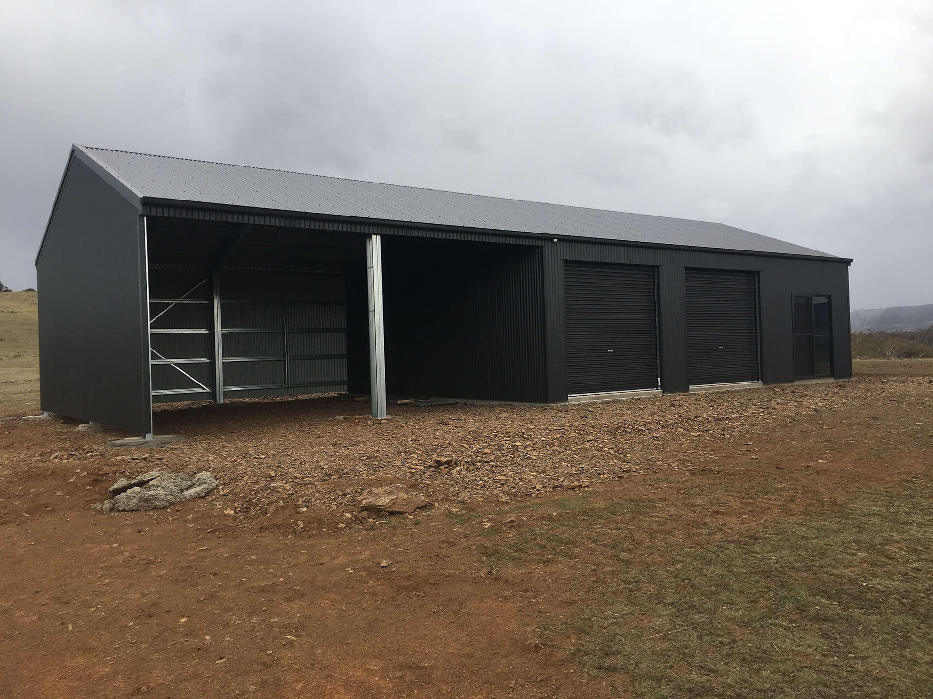 Flat roof Carport attached to house - Snowy Sheds