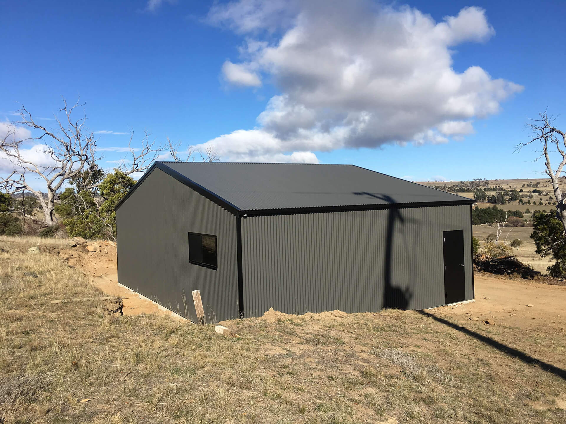 back of black shed  - Snowy Sheds