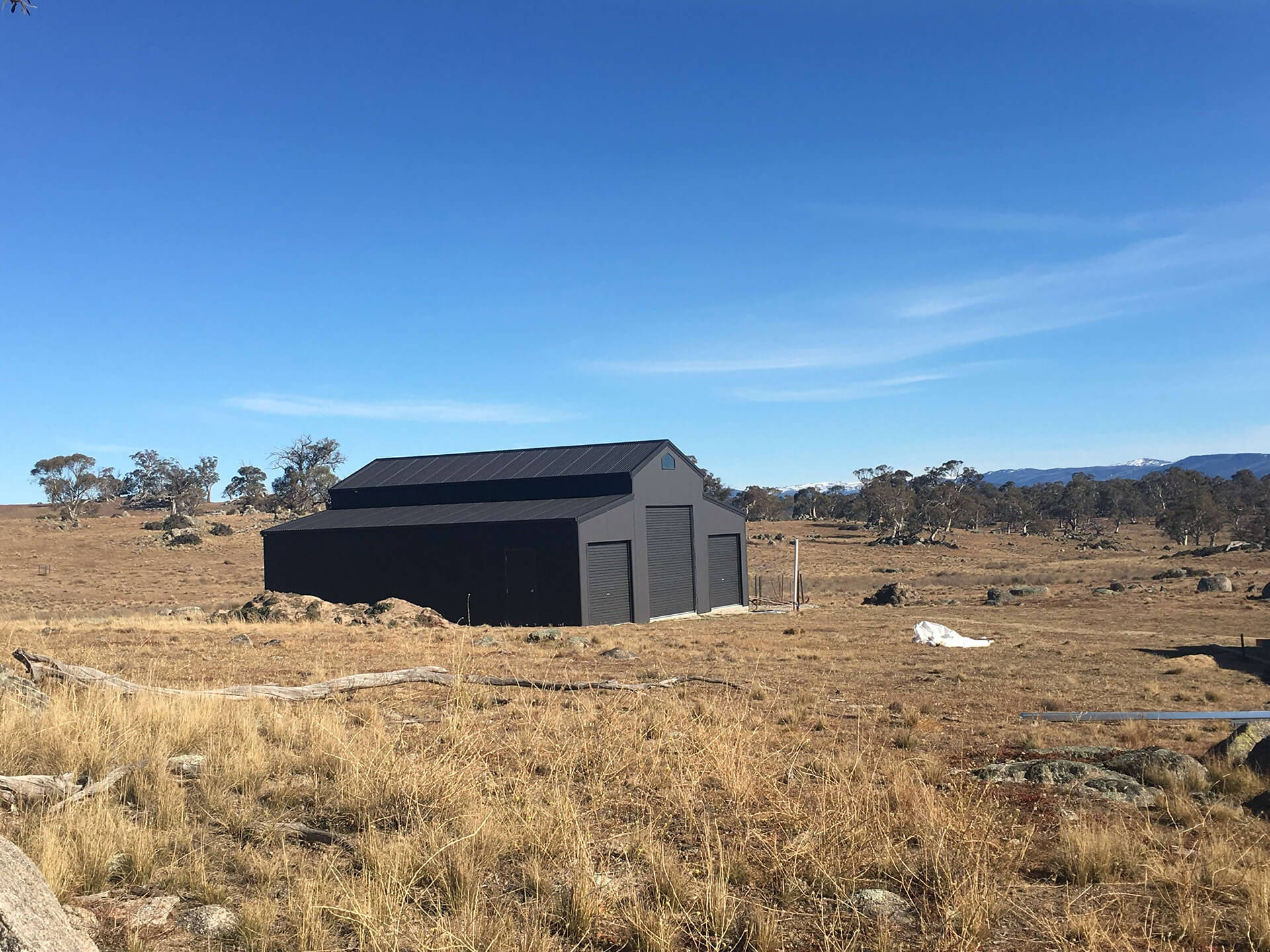 Black 3 door American style barn shed