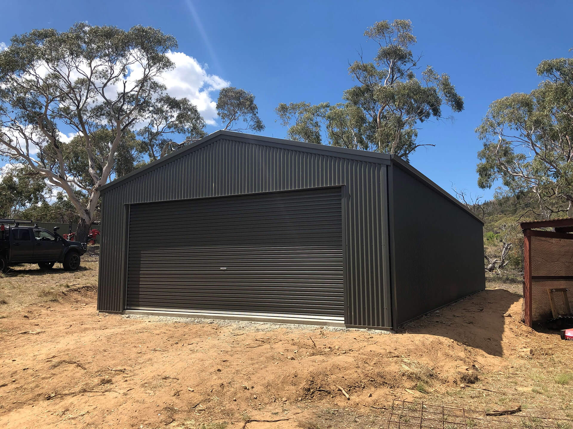 black 1 door shed  - Snowy Sheds