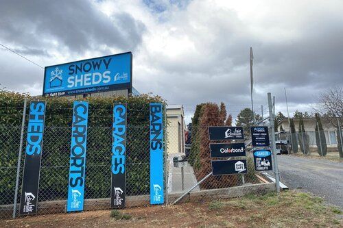 Sheds Carport Garages and Barns Signs - Snowy Sheds