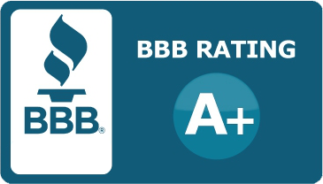 BBB rating badge with A+ in white on teal background