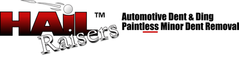 HAI Raisers logo with red car graphic and text: Automotive Dent & Ding Paintless Minor Dent Removal
