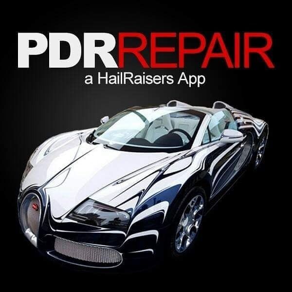 PDR Repair app logo with a white and black sports car on a black background