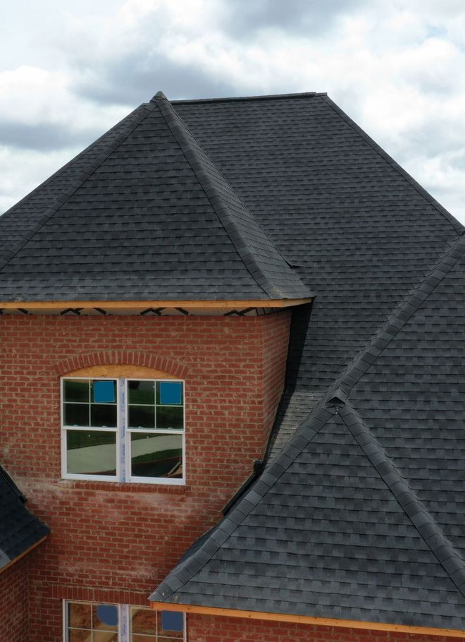 black shingles on a house roof