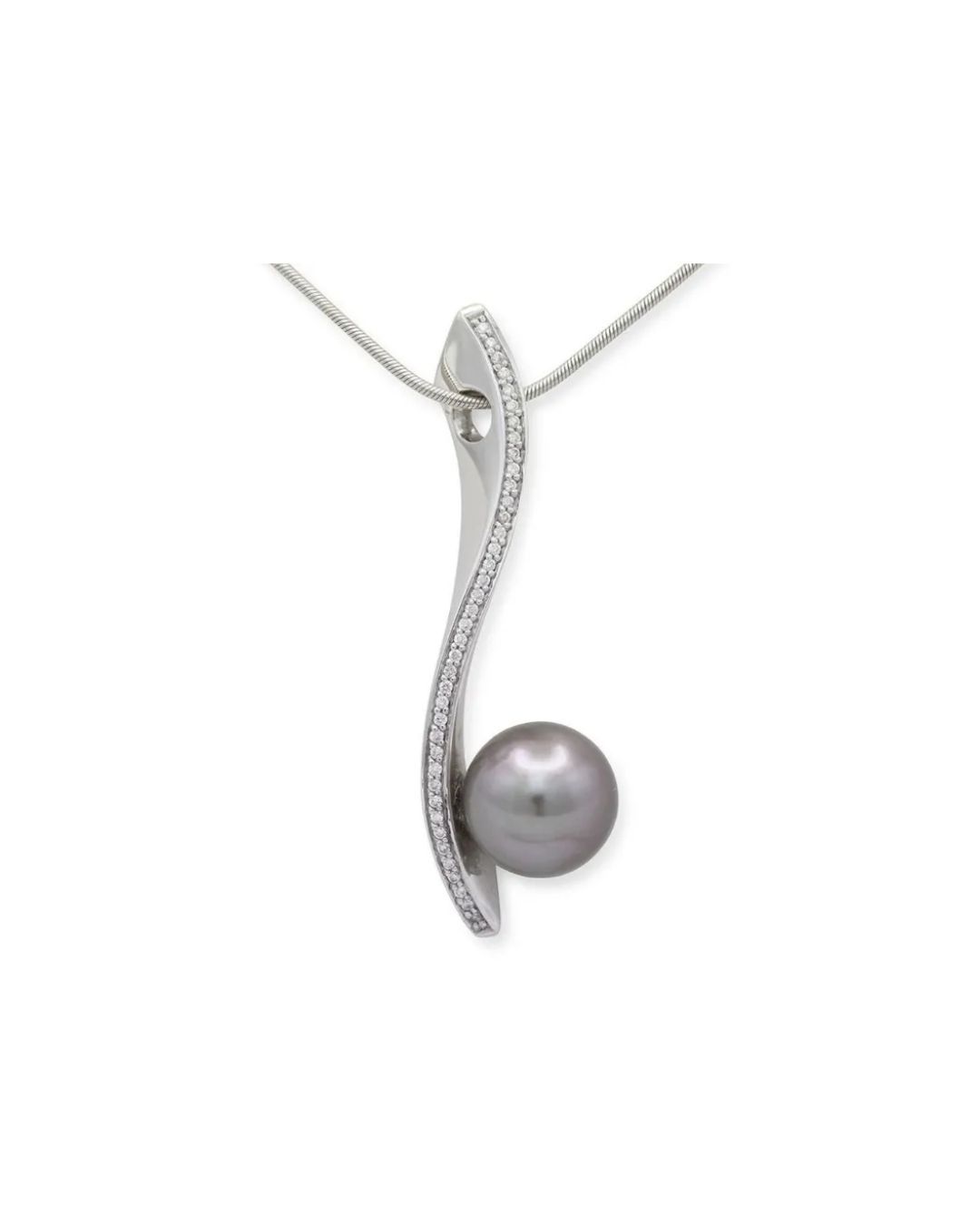Tahitian pearl pendant in white gold hook setting with diamonds