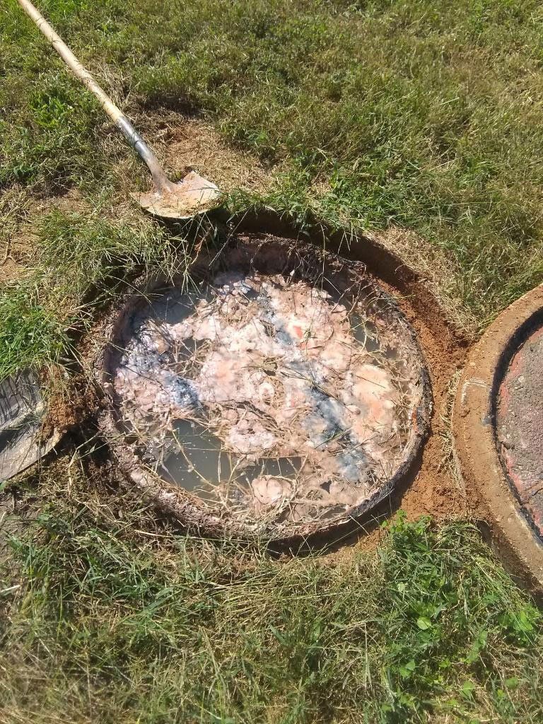 Top View of Dirty Septic Tank — Appomattox, VA — Taylor’s Septic Service Inc