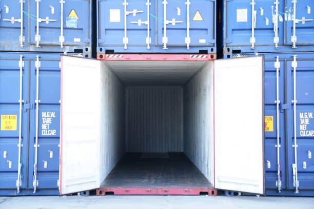 Empty shipping containers available for sale and rent.