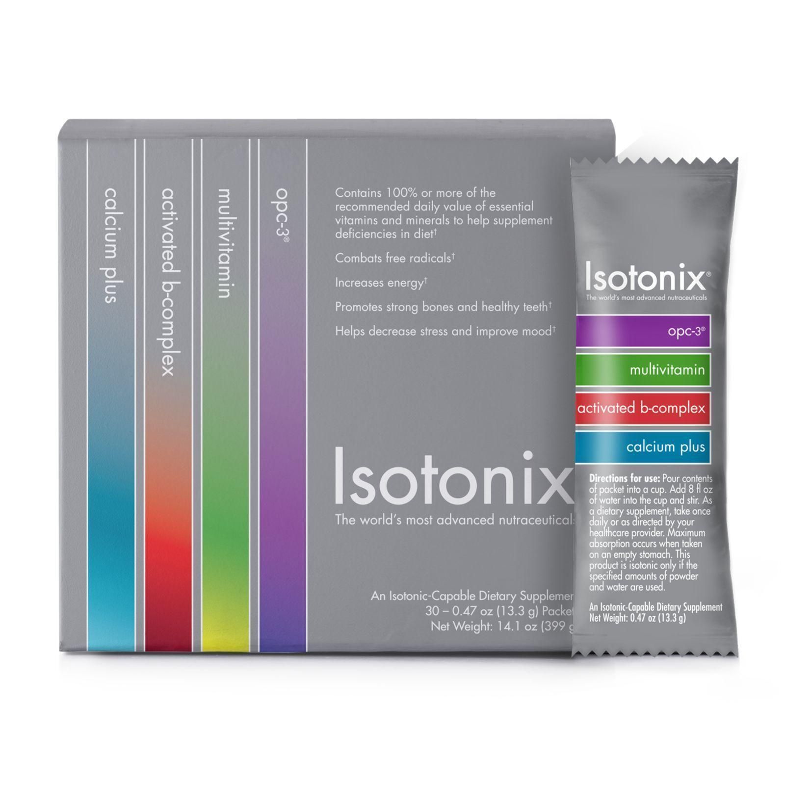 A box of isotonix next to a packet of isotonix