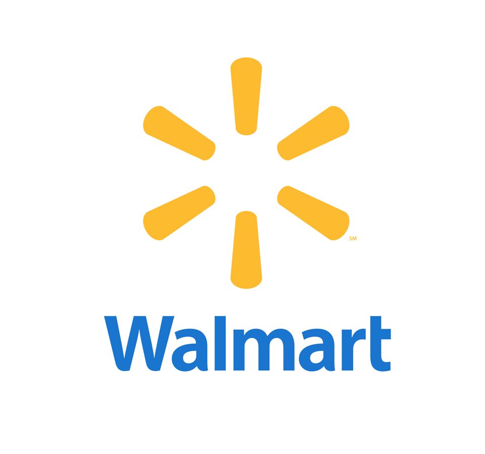 A walmart logo with a yellow star on a white background