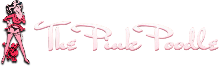 Pink “The Poodle Posse” logo with a poodle illustration on a light background