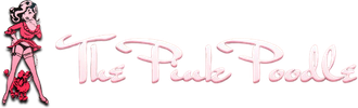 Pink “The Poodle Posse” logo with a poodle illustration on a light background