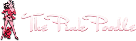 Pink “The Poodle Posse” logo with a poodle illustration on a light background