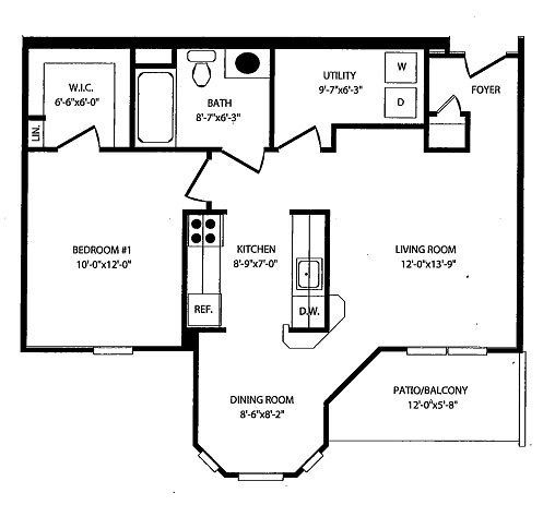 one bed floor plan