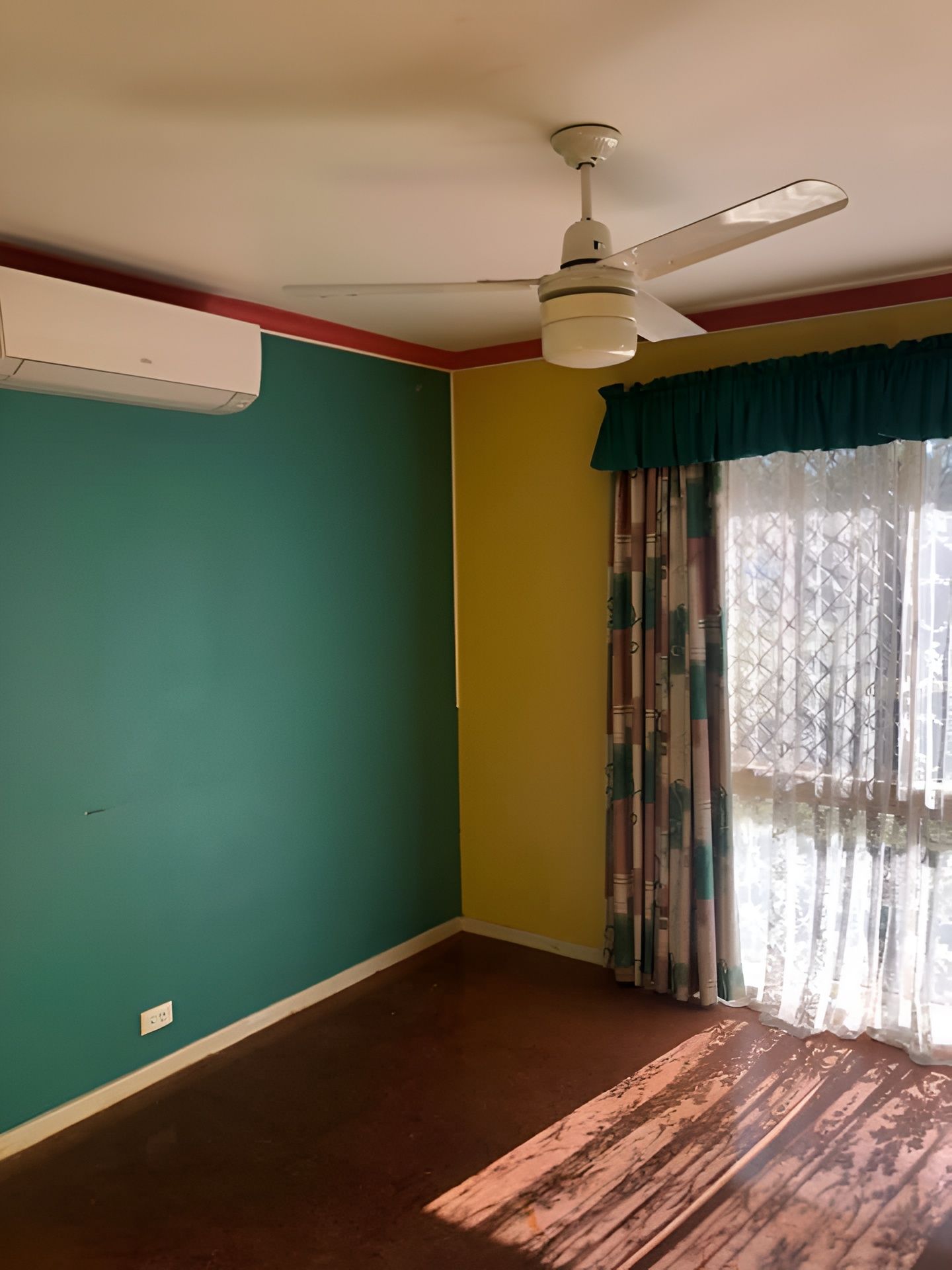 Room With Green And Yellow Walls, A Window With Curtains — Allman's Painting in Maroochydore, QLD