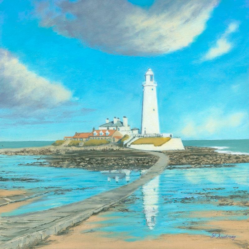 Painting of St Marys Island in Whitley Bay