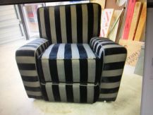 View of black and white upholstery for sofa chair