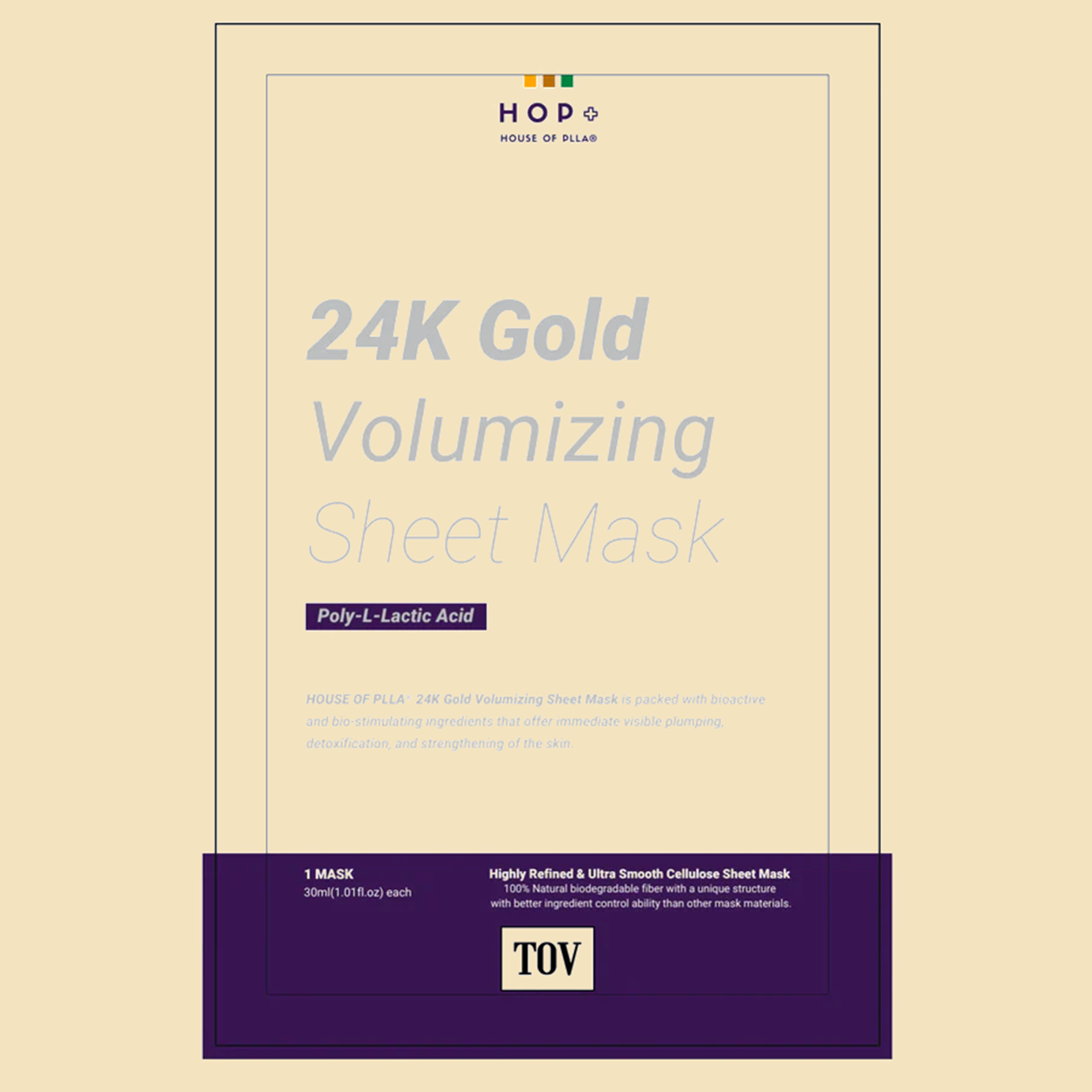 A 24k gold volumizing sheet mask from hop