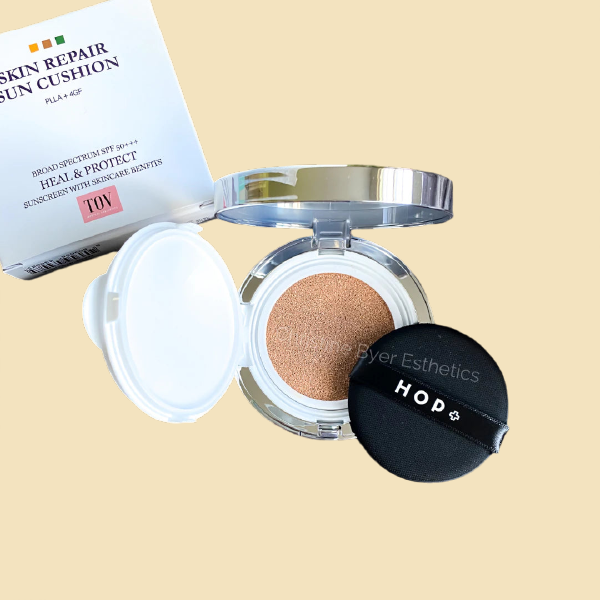 A skin repair sun cushion by ever esthetics