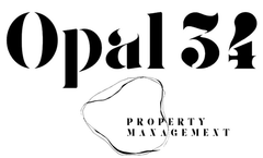 The logo for opal 54 property management is black and white.