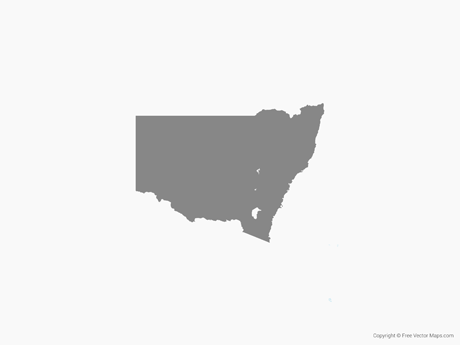 A gray map of new south wales on a white background.
