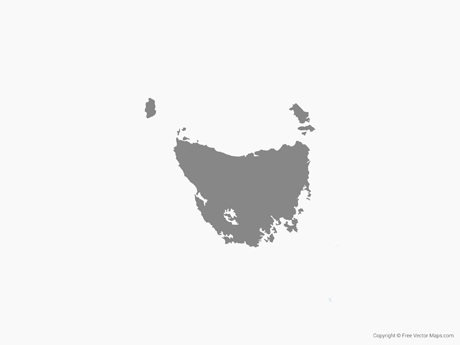 A gray map of tasmania on a white background.